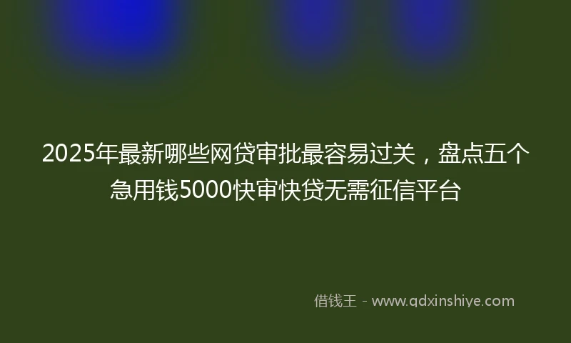 2025年最新哪些网贷审批最容易过关，盘点五个急用钱5000快审快贷无需征信平台
