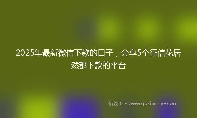 2025年最新微信下款的口子，分享5个征信花居然都下款的平台