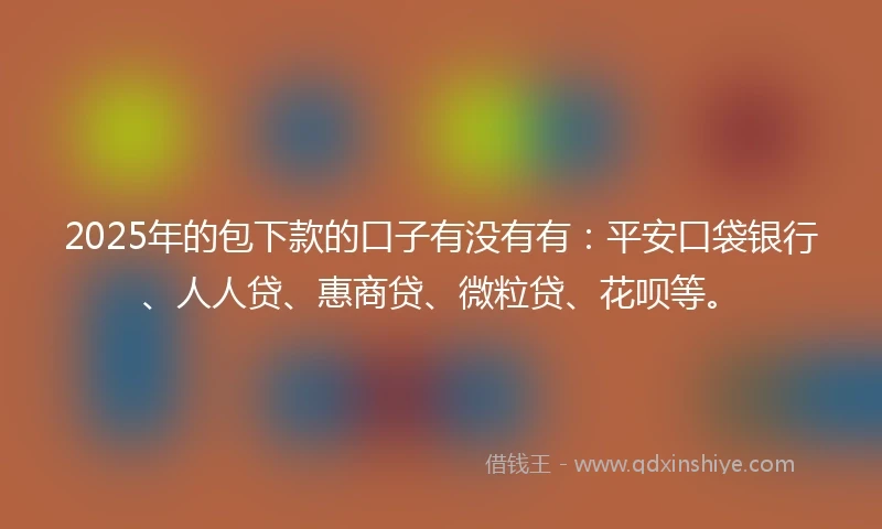 2025年的包下款的口子有没有有：平安口袋银行、人人贷、惠商贷、微粒贷、花呗等。