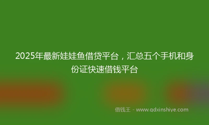 2025年最新娃娃鱼借贷平台，汇总五个手机和身份证快速借钱平台