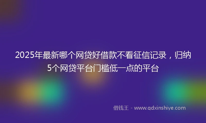 2025年最新哪个网贷好借款不看征信记录，归纳5个网贷平台门槛低一点的平台