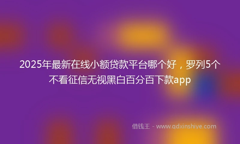 2025年最新在线小额贷款平台哪个好，罗列5个不看征信无视黑白百分百下款app