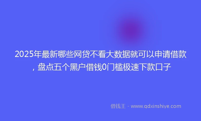 2025年最新哪些网贷不看大数据就可以申请借款，盘点五个黑户借钱0门槛极速下款口子