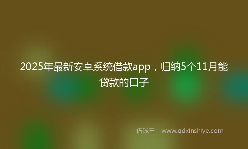 2025年最新安卓系统借款app，归纳5个11月能贷款的口子