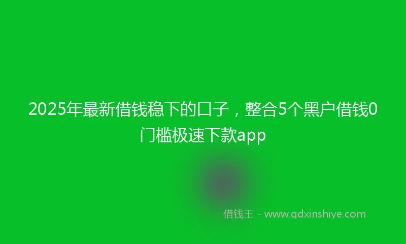 2025年最新借钱稳下的口子，整合5个黑户借钱0门槛极速下款app