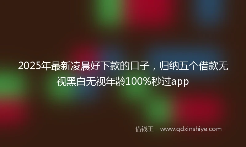 2025年最新凌晨好下款的口子，归纳五个借款无视黑白无视年龄100%秒过app