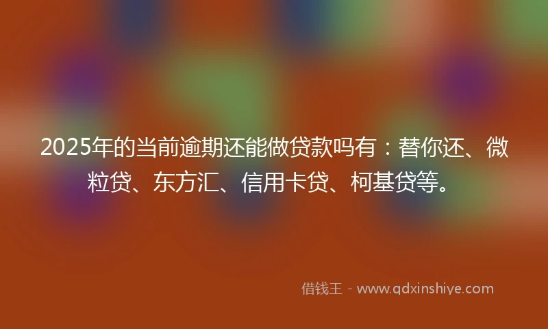 2025年的当前逾期还能做贷款吗有：替你还、微粒贷、东方汇、信用卡贷、柯基贷等。