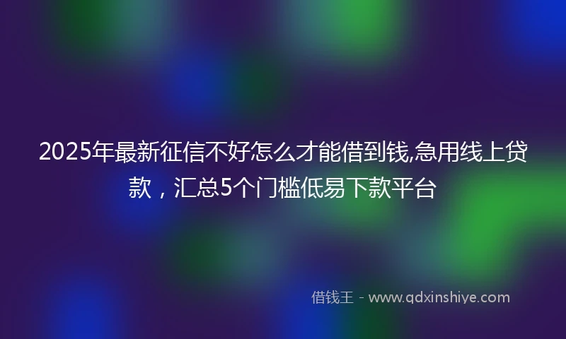 2025年最新征信不好怎么才能借到钱,急用线上贷款，汇总5个门槛低易下款平台