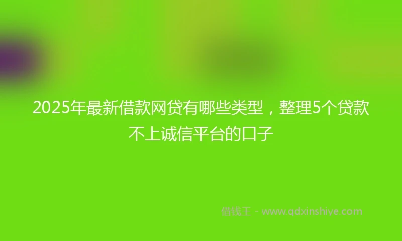 2025年最新借款网贷有哪些类型，整理5个贷款不上诚信平台的口子