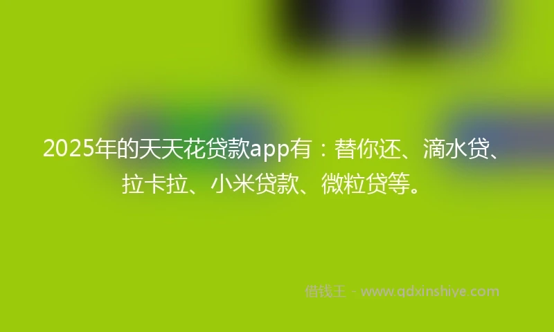 2025年的天天花贷款app有：替你还、滴水贷、拉卡拉、小米贷款、微粒贷等。