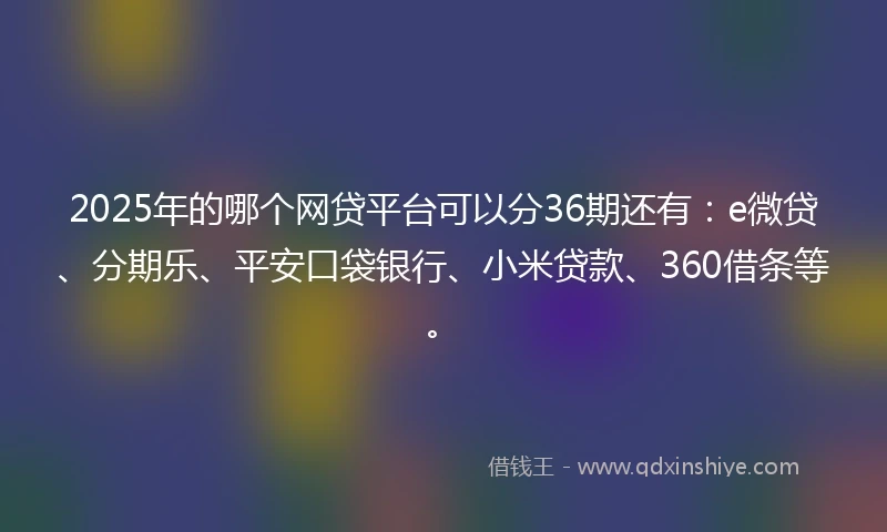 2025年的哪个网贷平台可以分36期还有：e微贷、分期乐、平安口袋银行、小米贷款、360借条等。