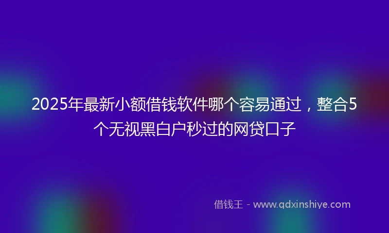 2025年最新小额借钱软件哪个容易通过，整合5个无视黑白户秒过的网贷口子