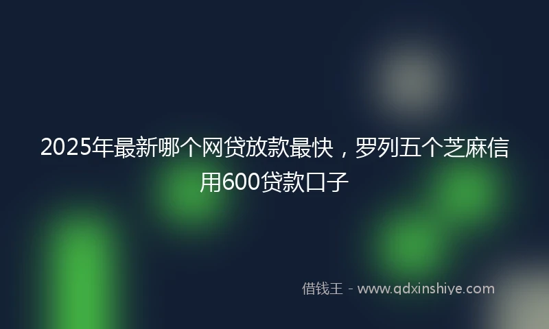 2025年最新哪个网贷放款最快，罗列五个芝麻信用600贷款口子