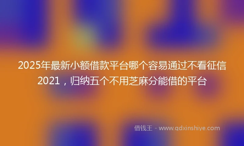 2025年最新小额借款平台哪个容易通过不看征信2021，归纳五个不用芝麻分能借的平台