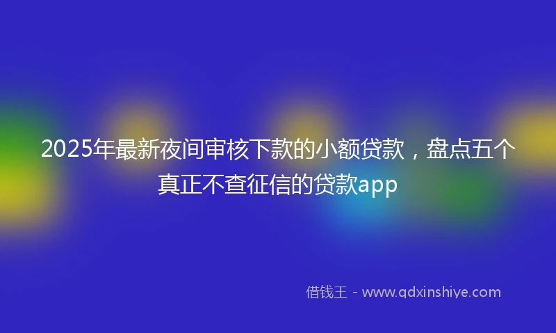 2025年最新夜间审核下款的小额贷款，盘点五个真正不查征信的贷款app