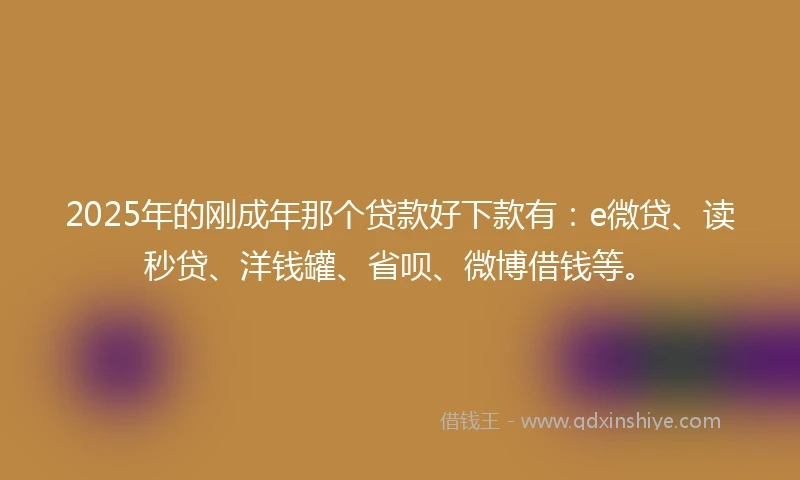 2025年的刚成年那个贷款好下款有：e微贷、读秒贷、洋钱罐、省呗、微博借钱等。