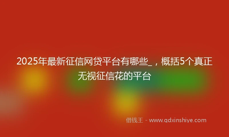 2025年最新征信网贷平台有哪些_，概括5个真正无视征信花的平台