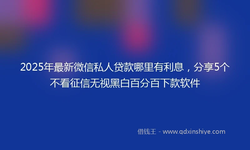 2025年最新微信私人贷款哪里有利息，分享5个不看征信无视黑白百分百下款软件