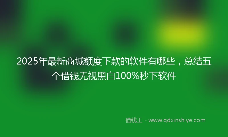 2025年最新商城额度下款的软件有哪些，总结五个借钱无视黑白100%秒下软件