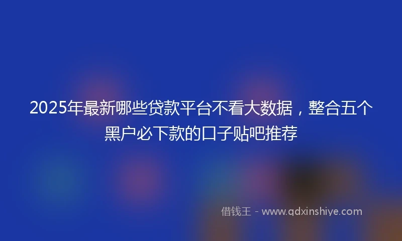 2025年最新哪些贷款平台不看大数据，整合五个黑户必下款的口子贴吧推荐