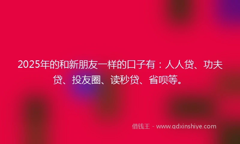 2025年的和新朋友一样的口子有：人人贷、功夫贷、投友圈、读秒贷、省呗等。