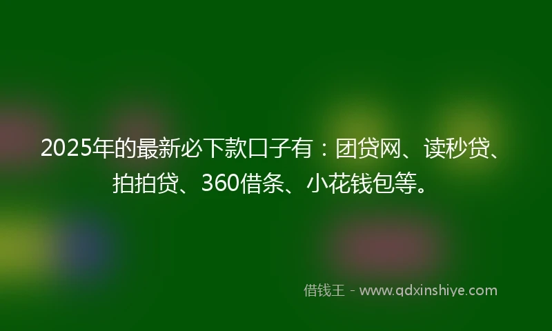 2025年的最新必下款口子有：团贷网、读秒贷、拍拍贷、360借条、小花钱包等。