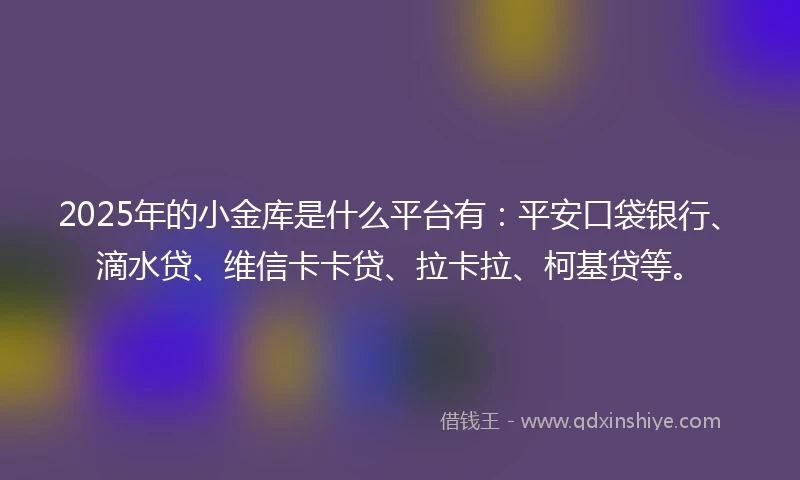 2025年的小金库是什么平台有：平安口袋银行、滴水贷、维信卡卡贷、拉卡拉、柯基贷等。