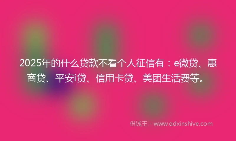 2025年的什么贷款不看个人征信有：e微贷、惠商贷、平安i贷、信用卡贷、美团生活费等。