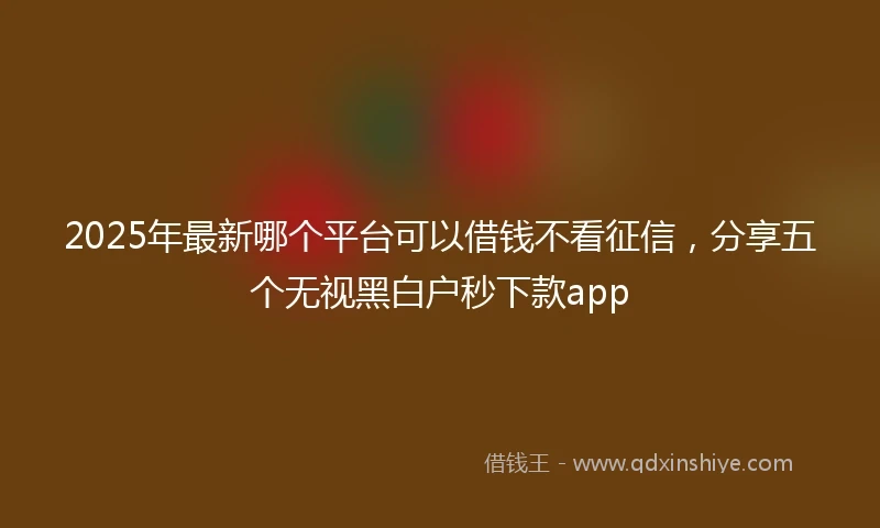 2025年最新哪个平台可以借钱不看征信，分享五个无视黑白户秒下款app