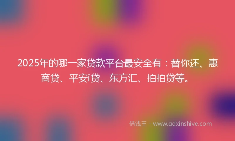2025年的哪一家贷款平台最安全有：替你还、惠商贷、平安i贷、东方汇、拍拍贷等。