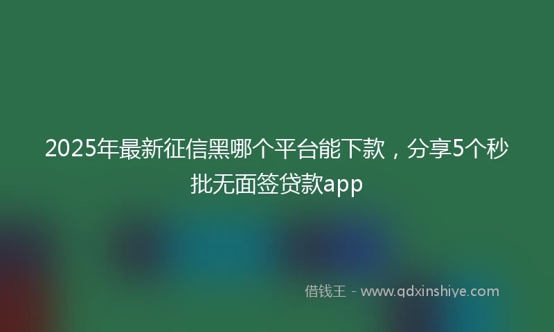 2025年最新征信黑哪个平台能下款，分享5个秒批无面签贷款app
