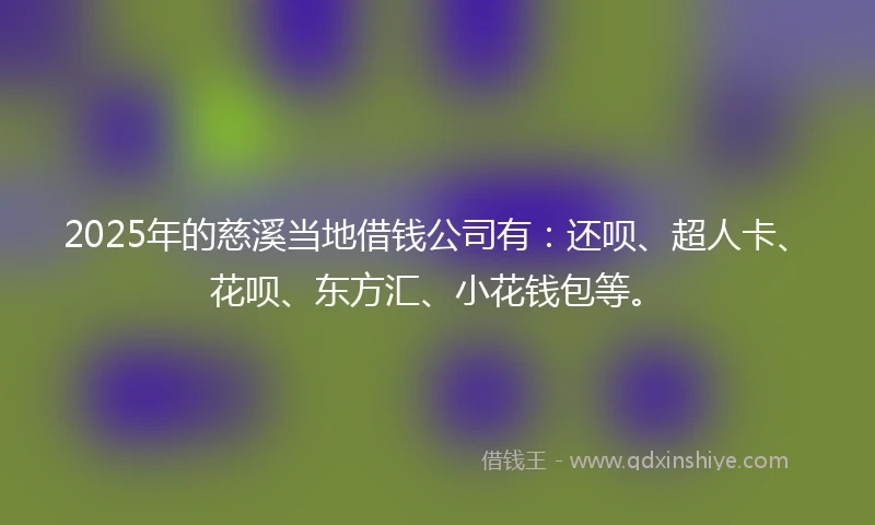 2025年的慈溪当地借钱公司有：还呗、超人卡、花呗、东方汇、小花钱包等。