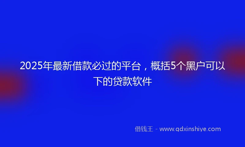 2025年最新借款必过的平台，概括5个黑户可以下的贷款软件