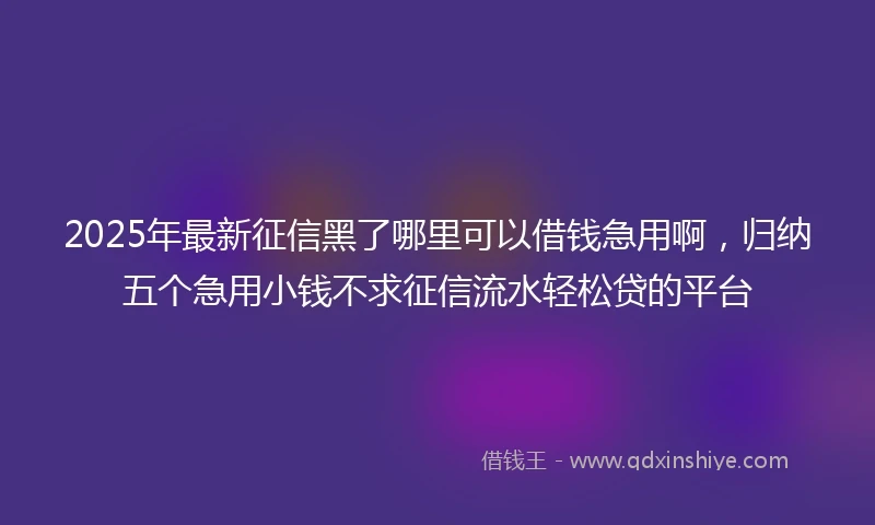2025年最新征信黑了哪里可以借钱急用啊，归纳五个急用小钱不求征信流水轻松贷的平台