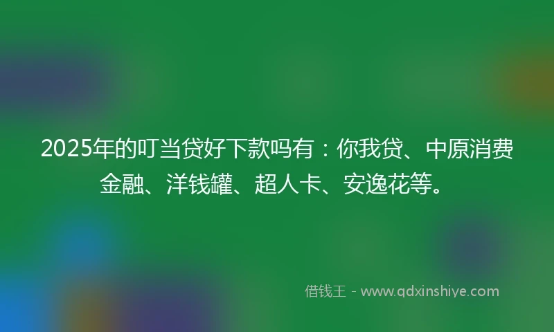 2025年的叮当贷好下款吗有：你我贷、中原消费金融、洋钱罐、超人卡、安逸花等。