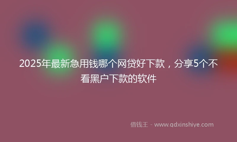 2025年最新急用钱哪个网贷好下款，分享5个不看黑户下款的软件