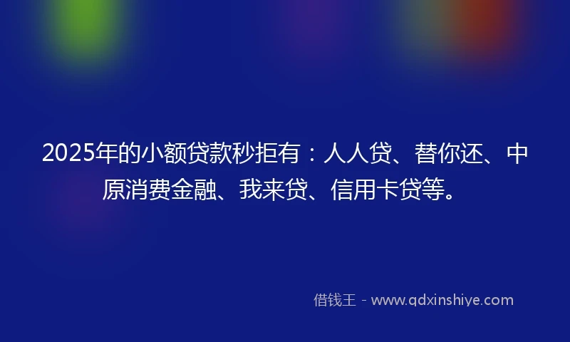2025年的小额贷款秒拒有：人人贷、替你还、中原消费金融、我来贷、信用卡贷等。