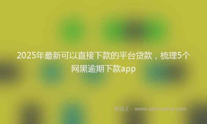 2025年最新可以直接下款的平台贷款，梳理5个网黑逾期下款app