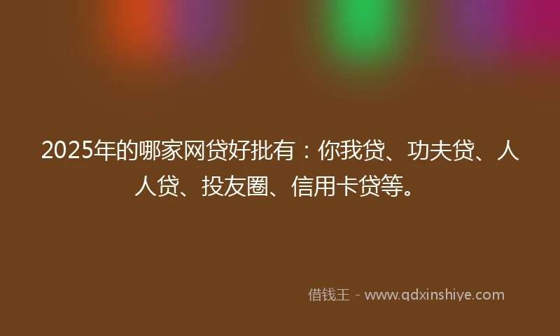 2025年的哪家网贷好批有：你我贷、功夫贷、人人贷、投友圈、信用卡贷等。