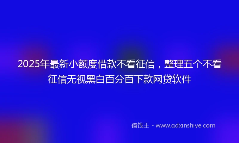 2025年最新小额度借款不看征信，整理五个不看征信无视黑白百分百下款网贷软件
