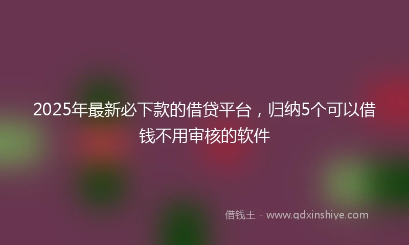 2025年最新必下款的借贷平台，归纳5个可以借钱不用审核的软件