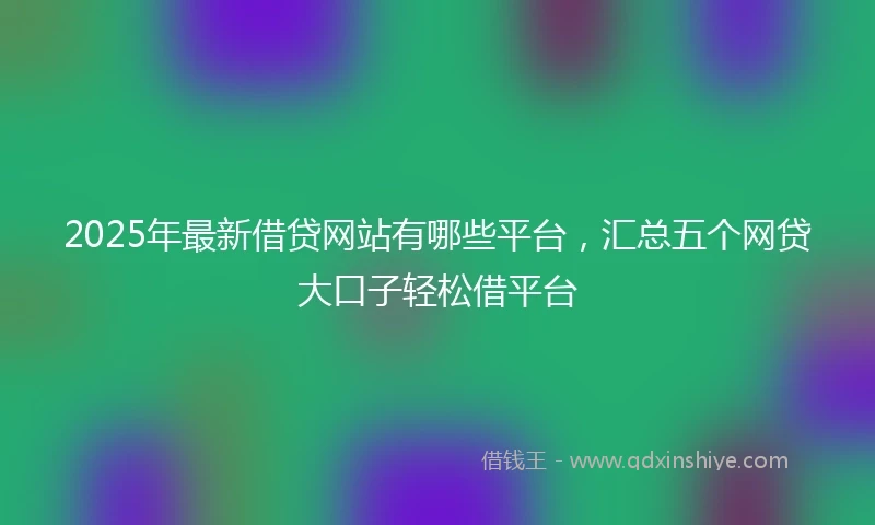 2025年最新借贷网站有哪些平台，汇总五个网贷大口子轻松借平台