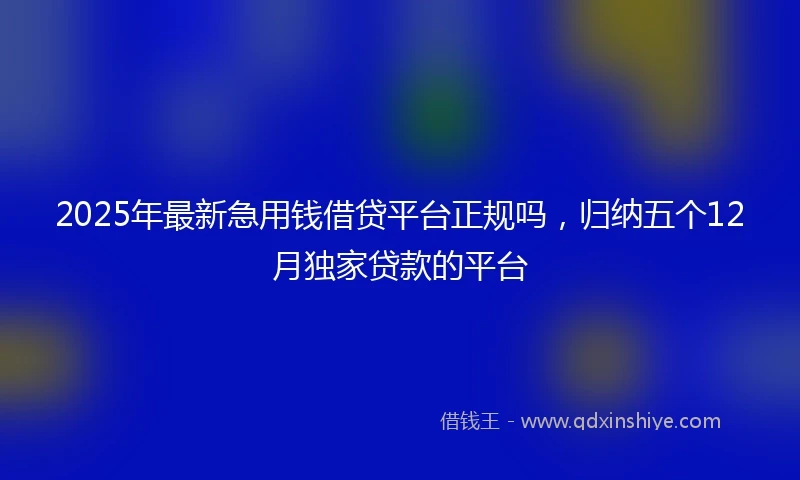 2025年最新急用钱借贷平台正规吗，归纳五个12月独家贷款的平台