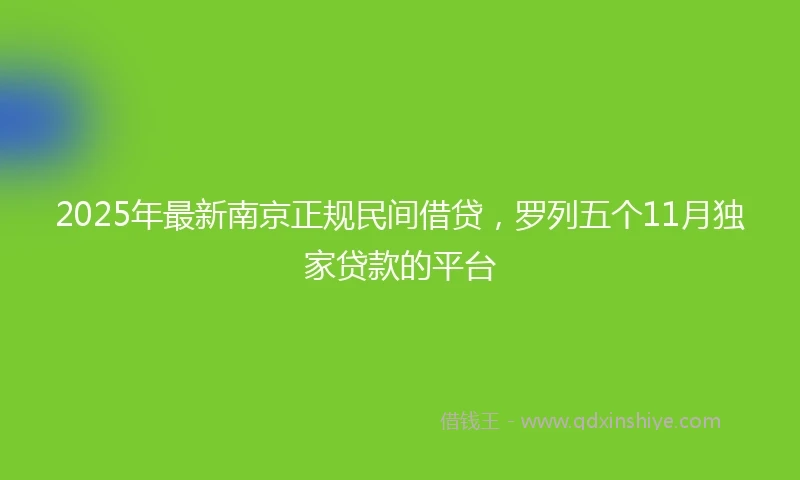 2025年最新南京正规民间借贷，罗列五个11月独家贷款的平台