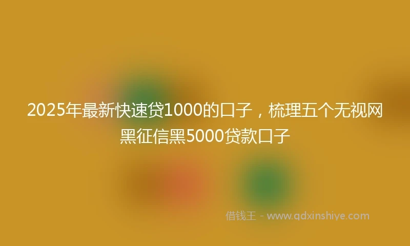 2025年最新快速贷1000的口子，梳理五个无视网黑征信黑5000贷款口子