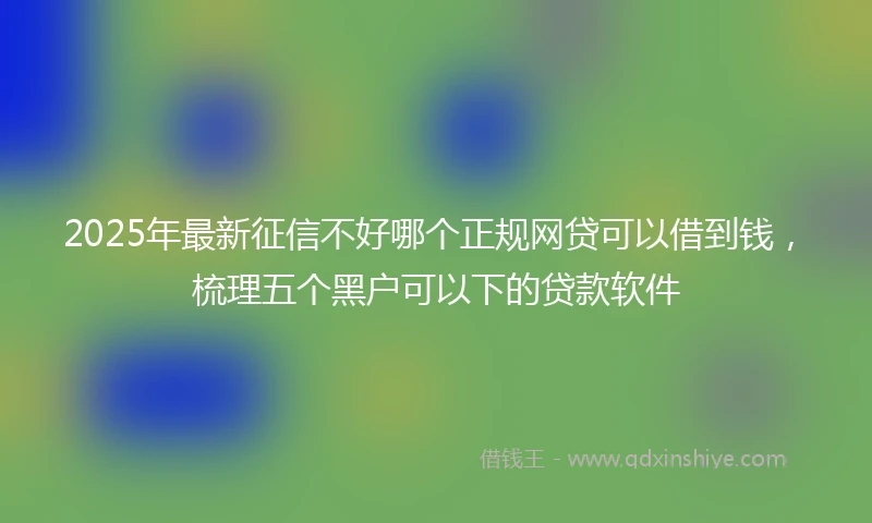 2025年最新征信不好哪个正规网贷可以借到钱，梳理五个黑户可以下的贷款软件