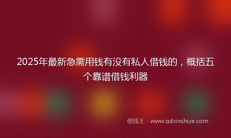 2025年最新急需用钱有没有私人借钱的，概括五个靠谱借钱利器