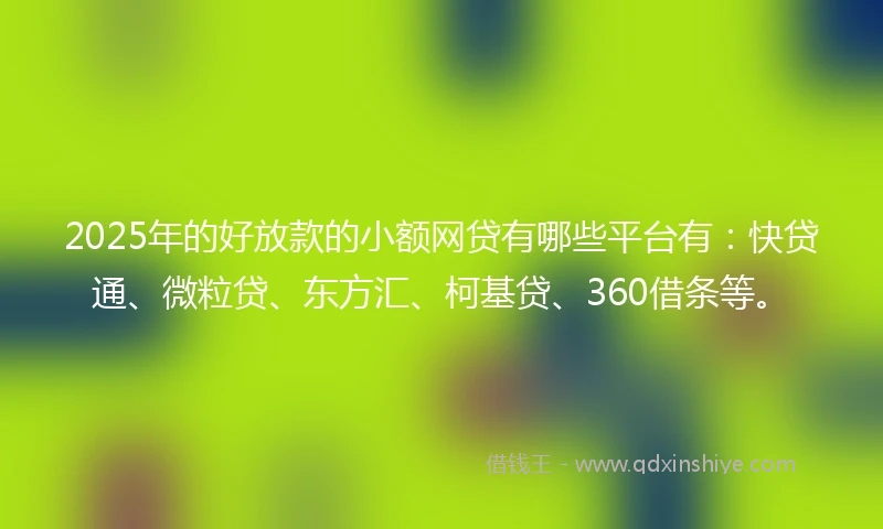 2025年的好放款的小额网贷有哪些平台有：快贷通、微粒贷、东方汇、柯基贷、360借条等。