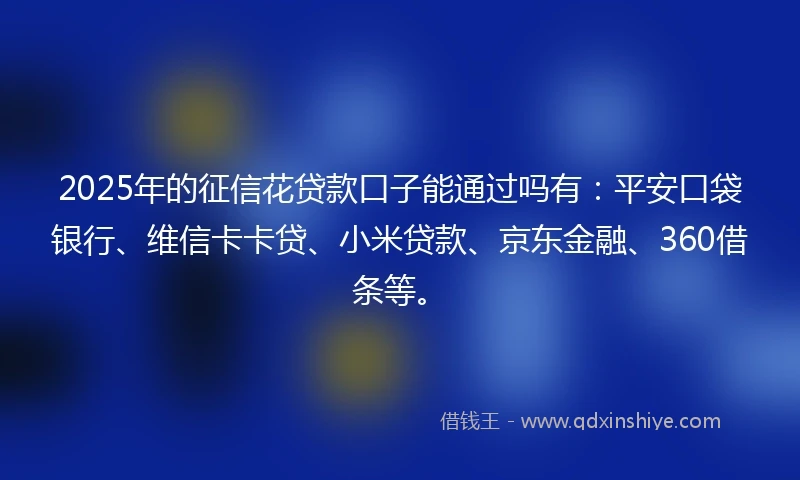 2025年的征信花贷款口子能通过吗有：平安口袋银行、维信卡卡贷、小米贷款、京东金融、360借条等。