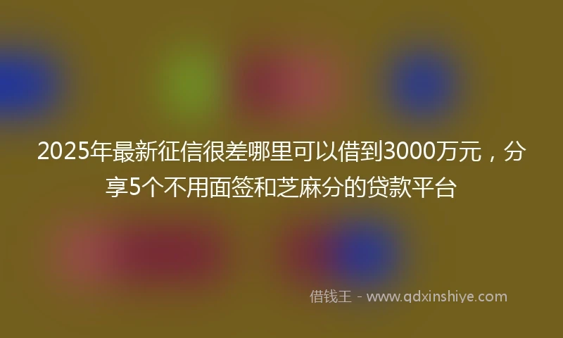 2025年最新征信很差哪里可以借到3000万元，分享5个不用面签和芝麻分的贷款平台